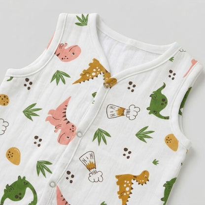 Premium Muslin Printed Push-Button Jhabla Pack of 8 - Mix Print