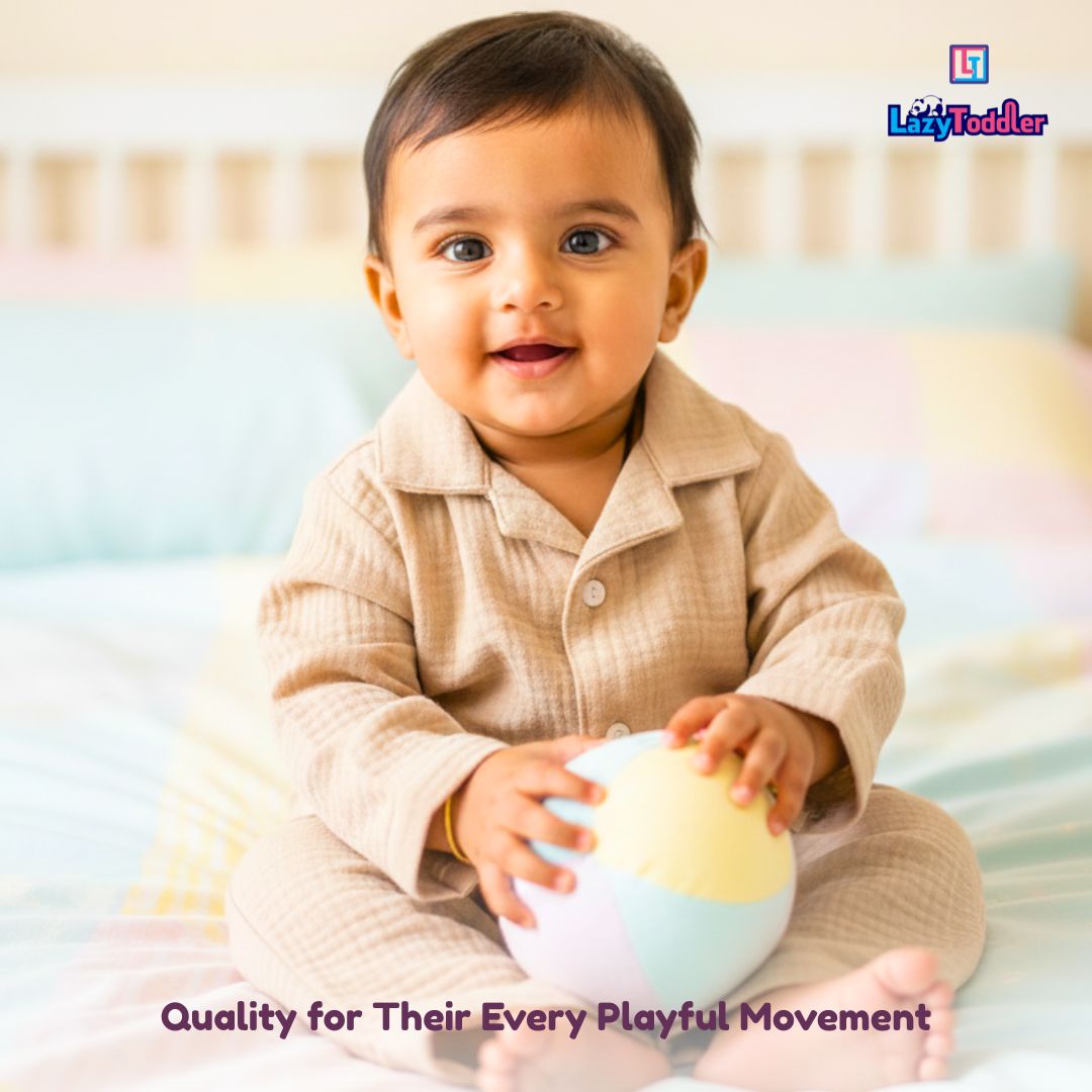 Crinkled Muslin Full Night Suit Premium Open Collar