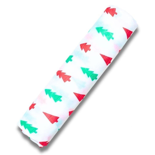 Premium Organic Muslin Cotton Swaddle Single Christmas Tree Desgine