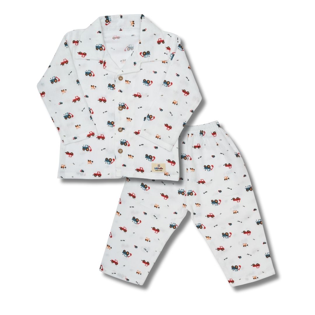 Premium Muslin Western Collar Co-ord Set (Crane)  Full Shirt & Pant