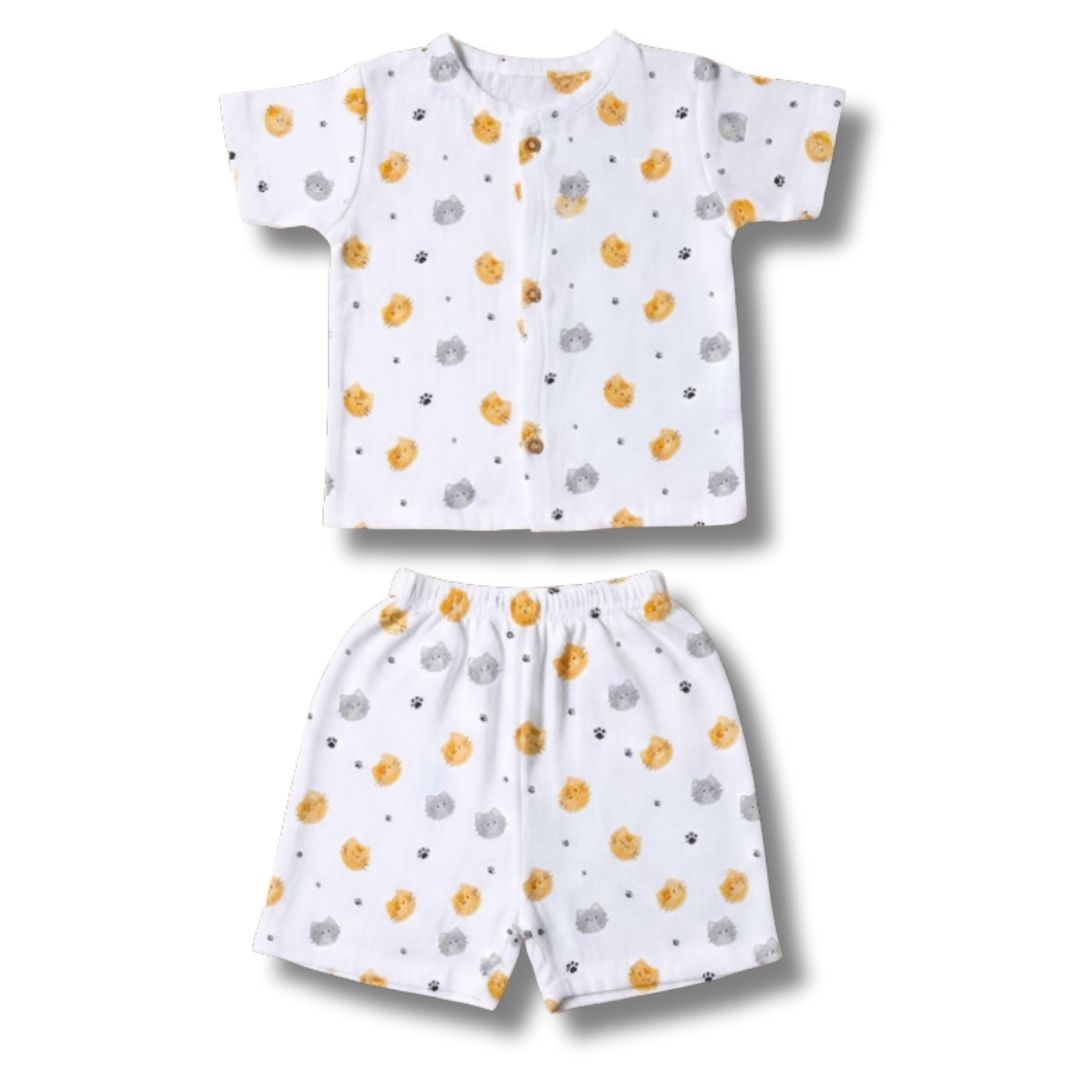 Muslin Premium Co-ord Set Short Sleeve Shirt and Short Designer Suit (Cat)