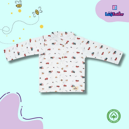 Premium Muslin Chinese Collar Co-ord Set Full Shirt & Pant (Crane)