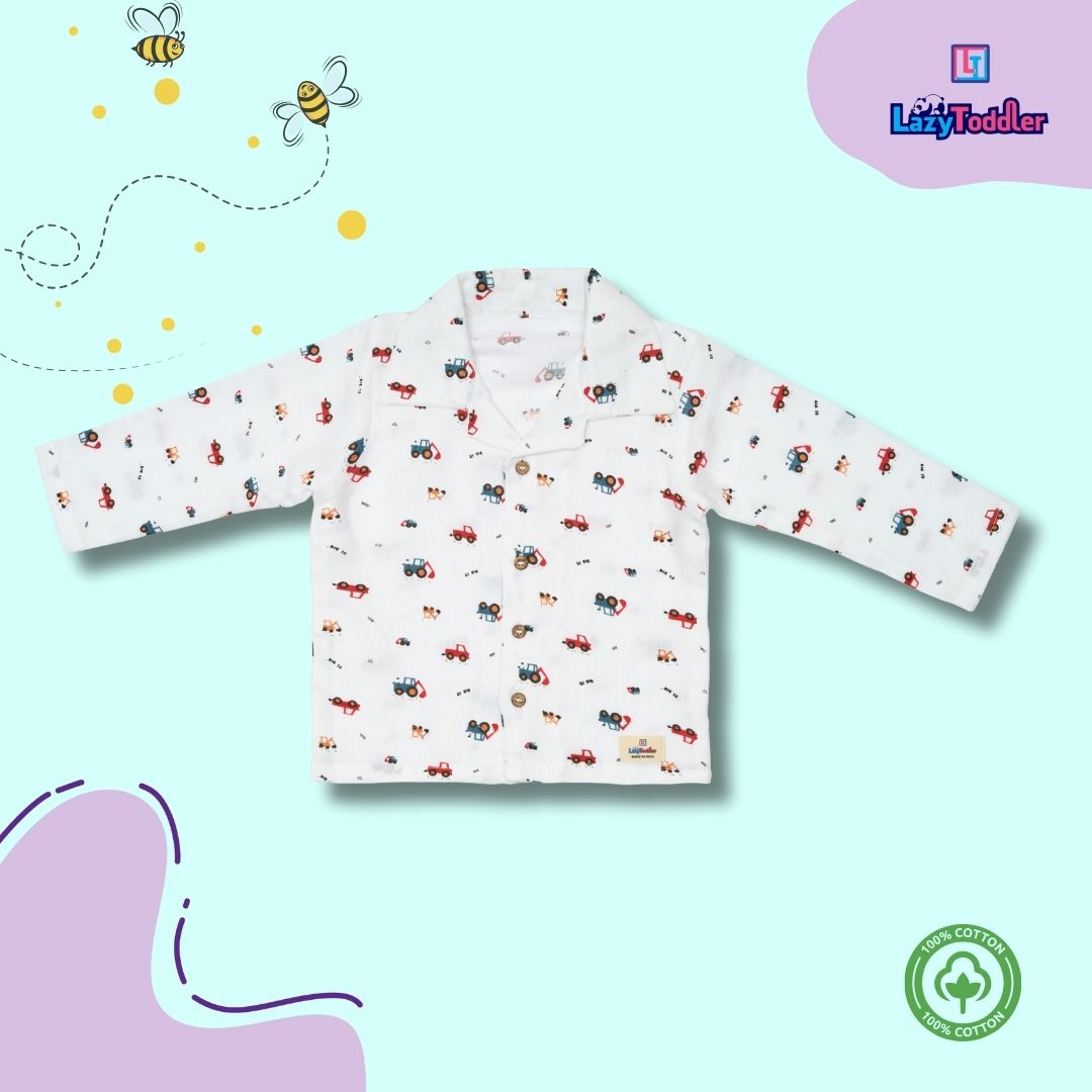 Premium Muslin Western Collar Co-ord Set (Crane)  Full Shirt & Pant