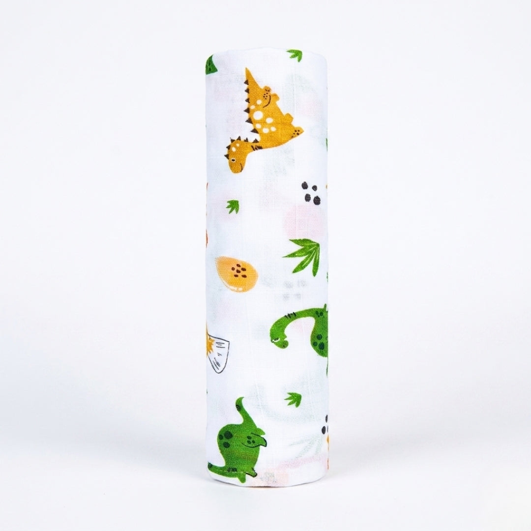 Premium Organic Muslin Cotton Swaddle Single Dino Desgine