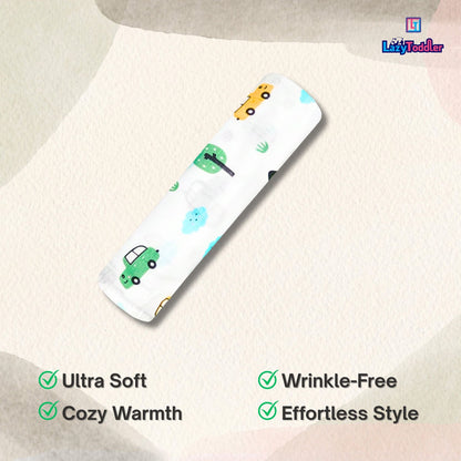 Premium Organic Muslin Cotton Swaddle Single Car Desgine