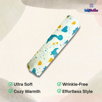 Premium Organic Muslin Cotton Swaddle Single Blue DIno Desgine