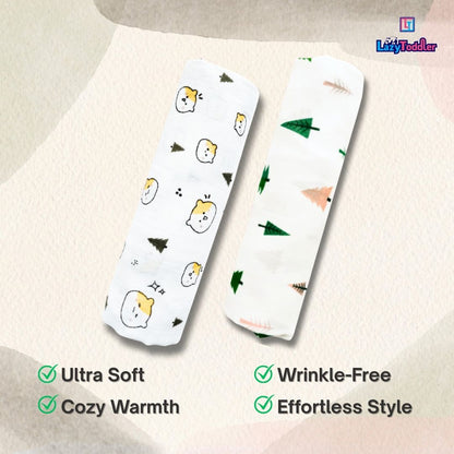 Lazytoddler Muslin Swaddle Printed Design (Rainbow & Tree) Set of 2