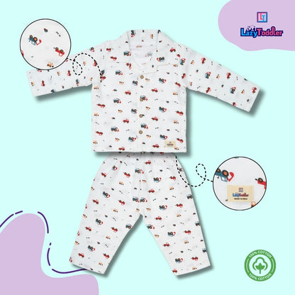 Premium Muslin Western Collar Co-ord Set (Crane)  Full Shirt & Pant