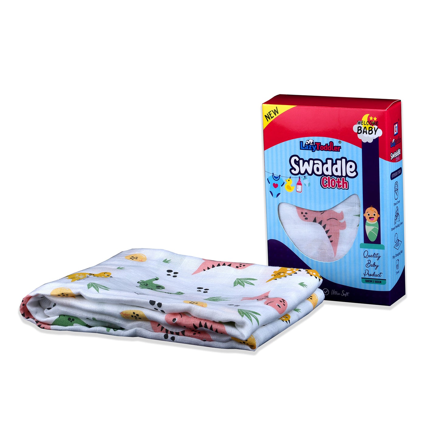 Muslin Essential Swaddle Wrap Single – Dino