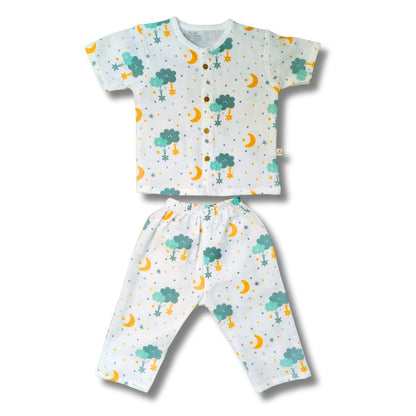 LazyToddler Muslin Half Shirt and Full Pant Set (Cloud)