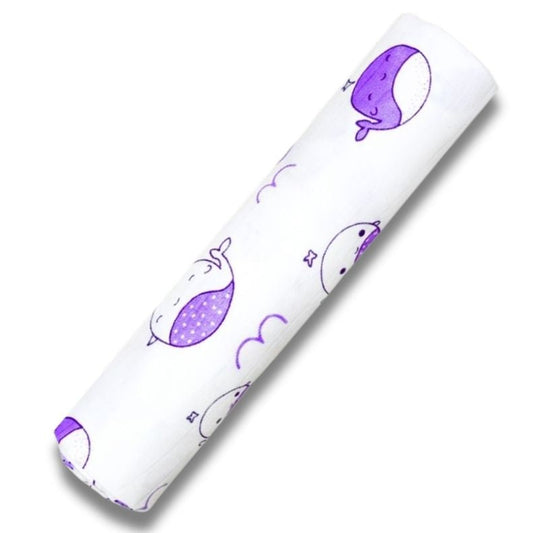 Premium Organic Muslin Cotton Swaddle Single Whale Desgine