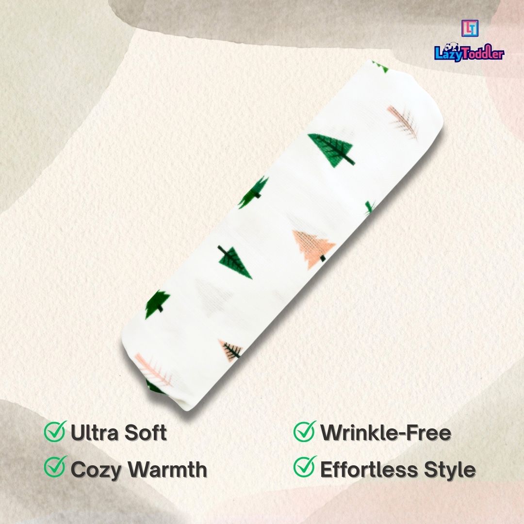 Premium Organic Muslin Cotton Swaddle Single Tree Desgine