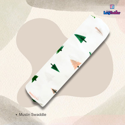 Premium Organic Muslin Cotton Swaddle Single Tree Desgine