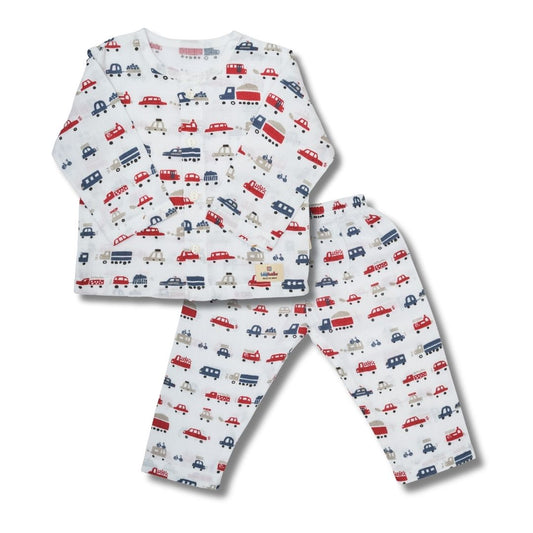 Muslin Premium Co-ord Set Full Shirt and Pant Designer Suit (Red Car)