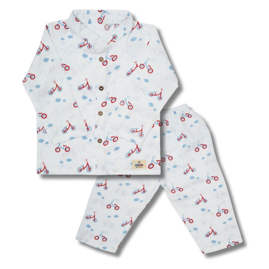 Premium Muslin Chinese Collar Co-ord Set Full Shirt & Pant (Cycle)