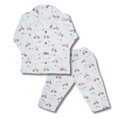 Premium Muslin Western Collar Co-ord Set (Cycle)  Full Shirt & Pant