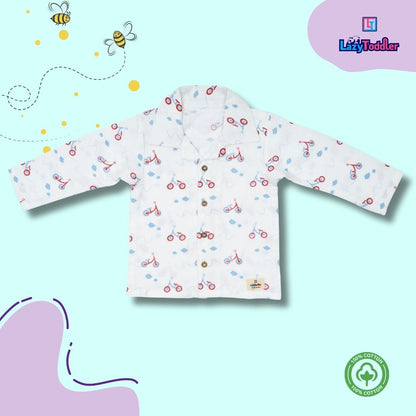 Premium Muslin Western Collar Co-ord Set (Cycle)  Full Shirt & Pant