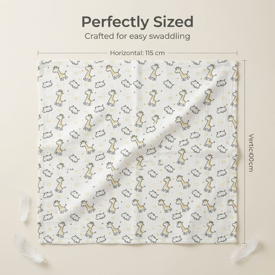 LazyToddler Premium Muslin Baby Swaddle Set of 3 | Multi-Print Design Blankets