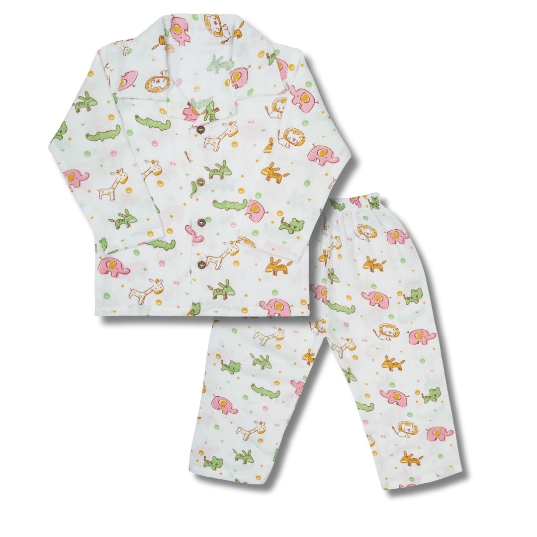 Premium Muslin Western Collar Co-ord Set (Lion)  Full Shirt & Pant