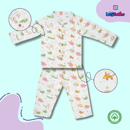 Premium Muslin Chinese Collar Co-ord Set Full Shirt & Pant (Lion)