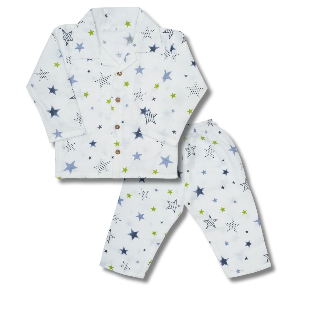 Premium Muslin Western Collar Co-ord Set (Star)  Full Shirt & Pant