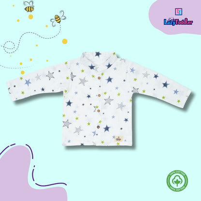 Premium Muslin Chinese Collar Co-ord Set Full Shirt & Pant (New Star)