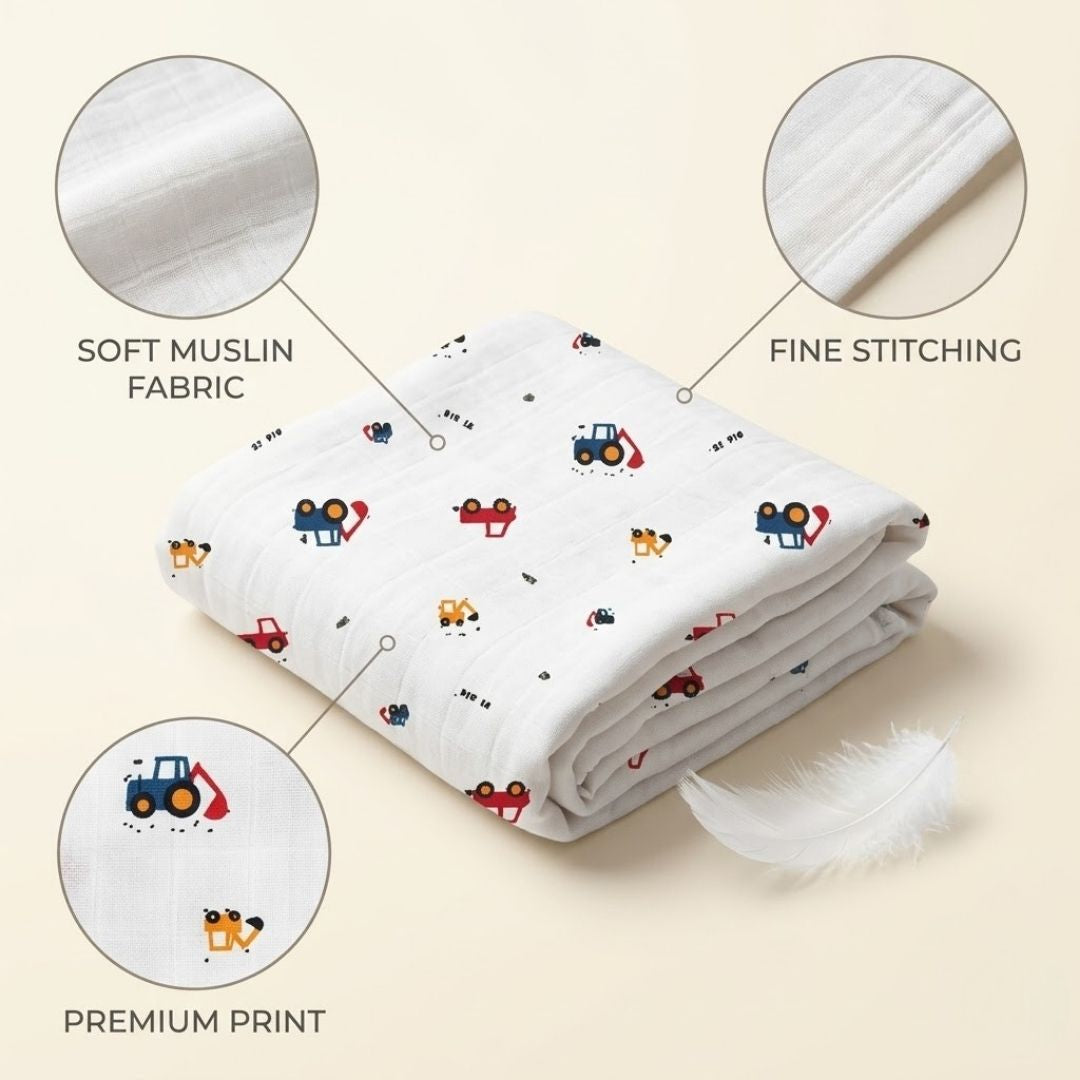 LazyToddler Premium Muslin Baby Swaddle Set of 3 | Multi-Print Design Blankets
