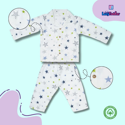 Premium Muslin Western Collar Co-ord Set (Star)  Full Shirt & Pant