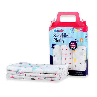 Muslin Swaddle Set of 3 - Red Plus & Star