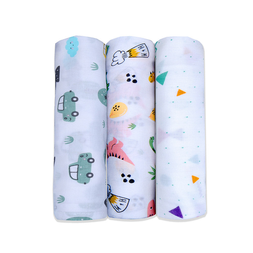 Super soft baby blankets 100% cotton swaddles Cozy infant wraps Gentle baby swaddle cloths triple pack muslin swaddle wraping clothes lazytoddler.com