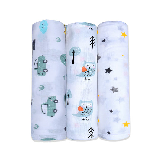 Baby Swaddle Blankets Muslin Swaddle Set Soft and Breathable Swaddles Newborn Essentials Gender-Neutral Swaddle Wrap lazytoddler.com