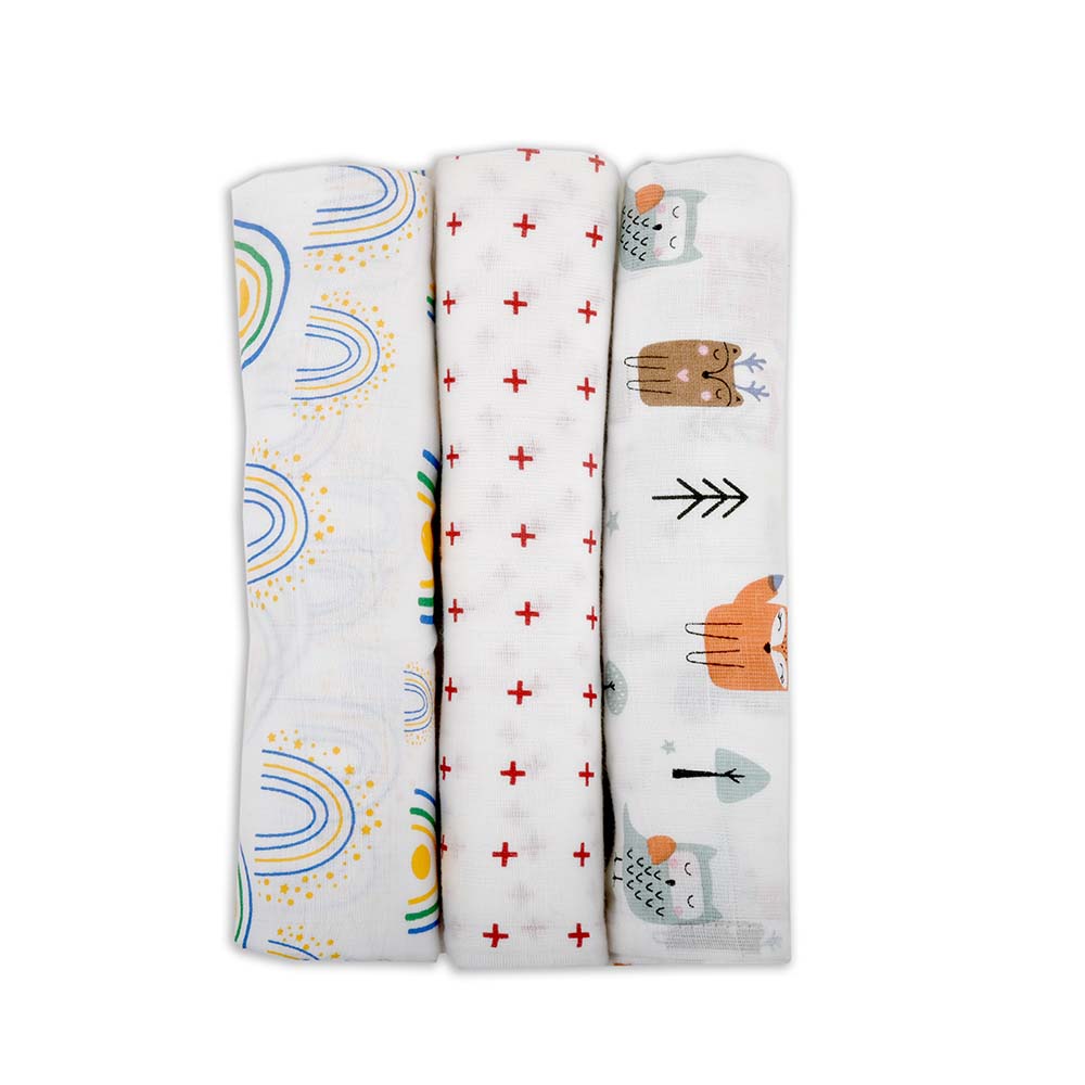 lazytoddler.com Cotton Muslin Swaddles Snug and Secure Wrapping Cute and Practical Swaddle Trio Gentle on Baby's Skin Versatile Infant Wraps Comfortable Sleeping Environment Easy-to-Use Baby Swaddles Stylish Nursery Essentials