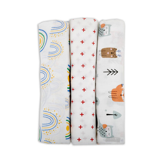 Cotton Muslin Swaddles Snug and Secure Wrapping Cute and Practical Swaddle Trio Gentle on Baby's Skin Versatile Infant Wraps Comfortable Sleeping Environment Easy-to-Use Baby Swaddles Stylish Nursery Essentials lazytoddler.com