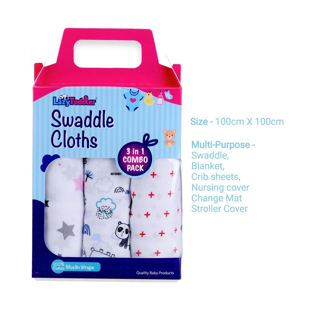 Super soft baby blankets 100% cotton swaddles Cozy infant wraps Gentle baby swaddle cloths triple pack muslin swaddle wraping clothes lazytoddler.com