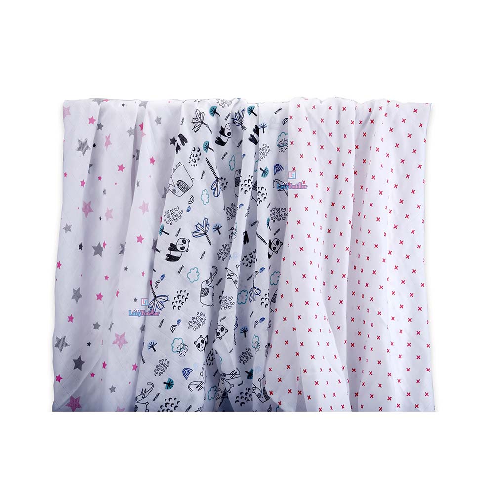 Super soft baby blankets 100% cotton swaddles Cozy infant wraps Gentle baby swaddle cloths triple pack muslin swaddle wraping clothes lazytoddler.com