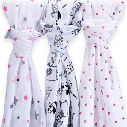 Muslin Swaddle Set of 3 - Pink & Red