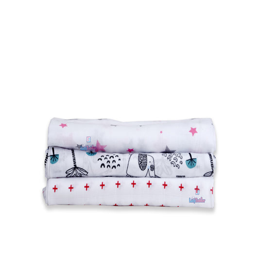 Super soft baby blankets 100% cotton swaddles Cozy infant wraps Gentle baby swaddle cloths triple pack muslin blankets lazytoddler.com