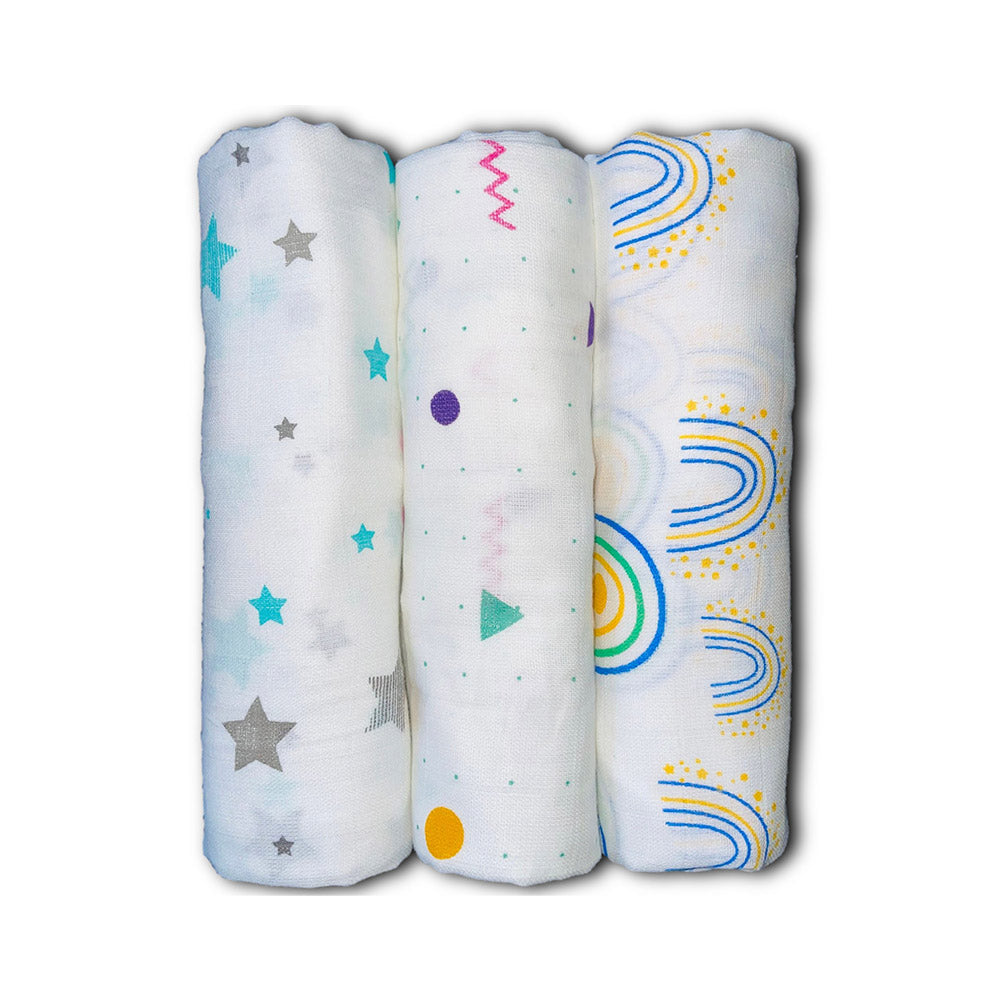 Cotton Muslin Swaddles Snug and Secure Wrapping Cute and Practical Swaddle Trio Gentle on Baby's Skin Versatile Infant Wraps Comfortable Sleeping Environment Easy-to-Use Baby Swaddles Stylish Nursery Essentials