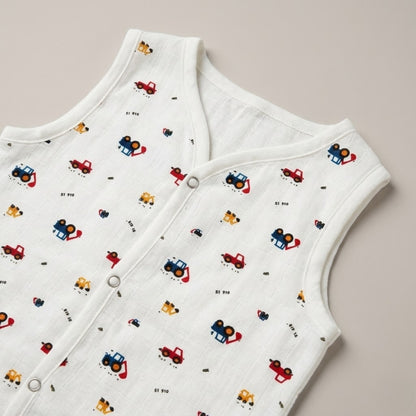 Premium Muslin Printed Push-Button Jhabla Pack of 2 - Mix Print