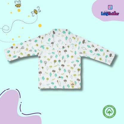 Premium Muslin Western Collar Co-ord Set (Tree)  Full Shirt & Pant