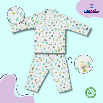 Premium Muslin Western Collar Co-ord Set (Tree)  Full Shirt & Pant