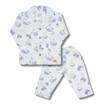Premium Muslin Western Collar Co-ord Set (Whale)  Full Shirt & Pant