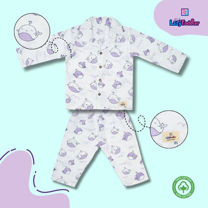 Premium Muslin Western Collar Co-ord Set (Whale)  Full Shirt & Pant