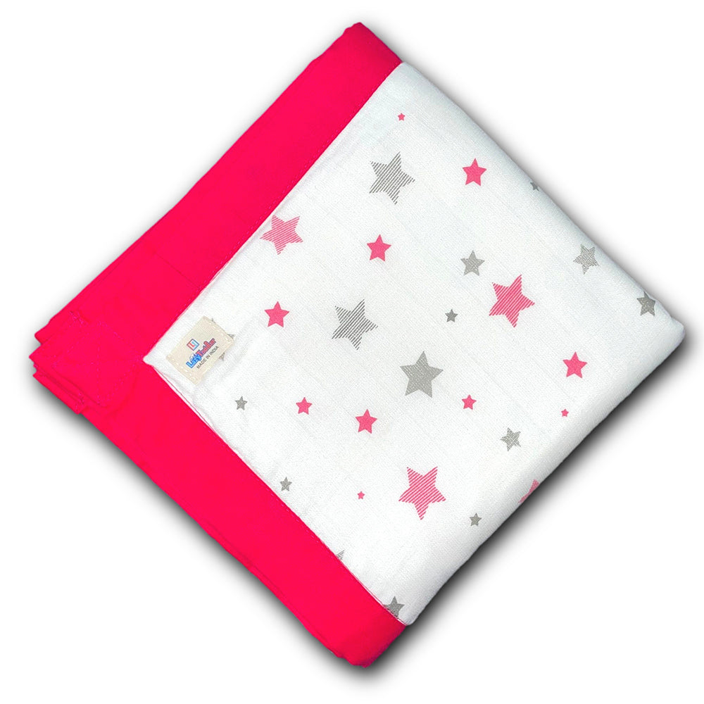 Muslin Quilt - 6 layers of of Incredibly Muslin Softness Great for Toddler and Young Child - Pink Star Design