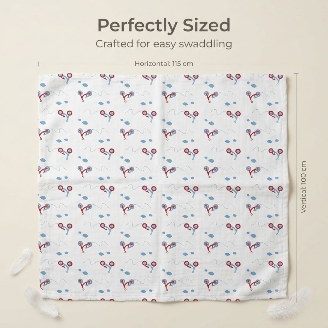 LazyToddler Premium Muslin Baby Swaddle Set of 3 | Multi-Print Design Blankets