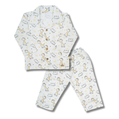 Premium Muslin Western Collar Co-ord Set (Giraffe)  Full Shirt & Pant