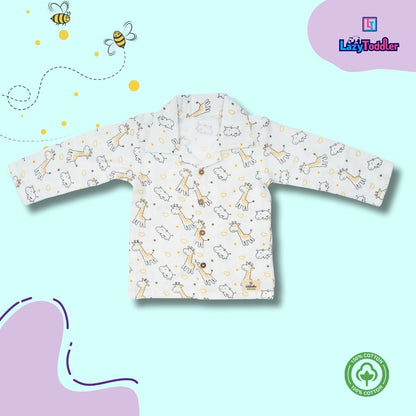 Premium Muslin Western Collar Co-ord Set (Giraffe)  Full Shirt & Pant