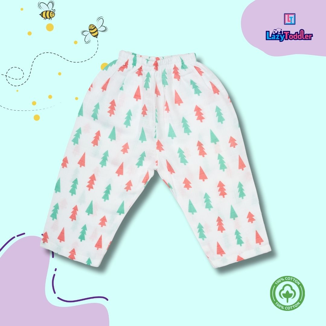 Premium Muslin Chinese Collar Co-ord Set Full Shirt & Pant (X-Mas Tree)