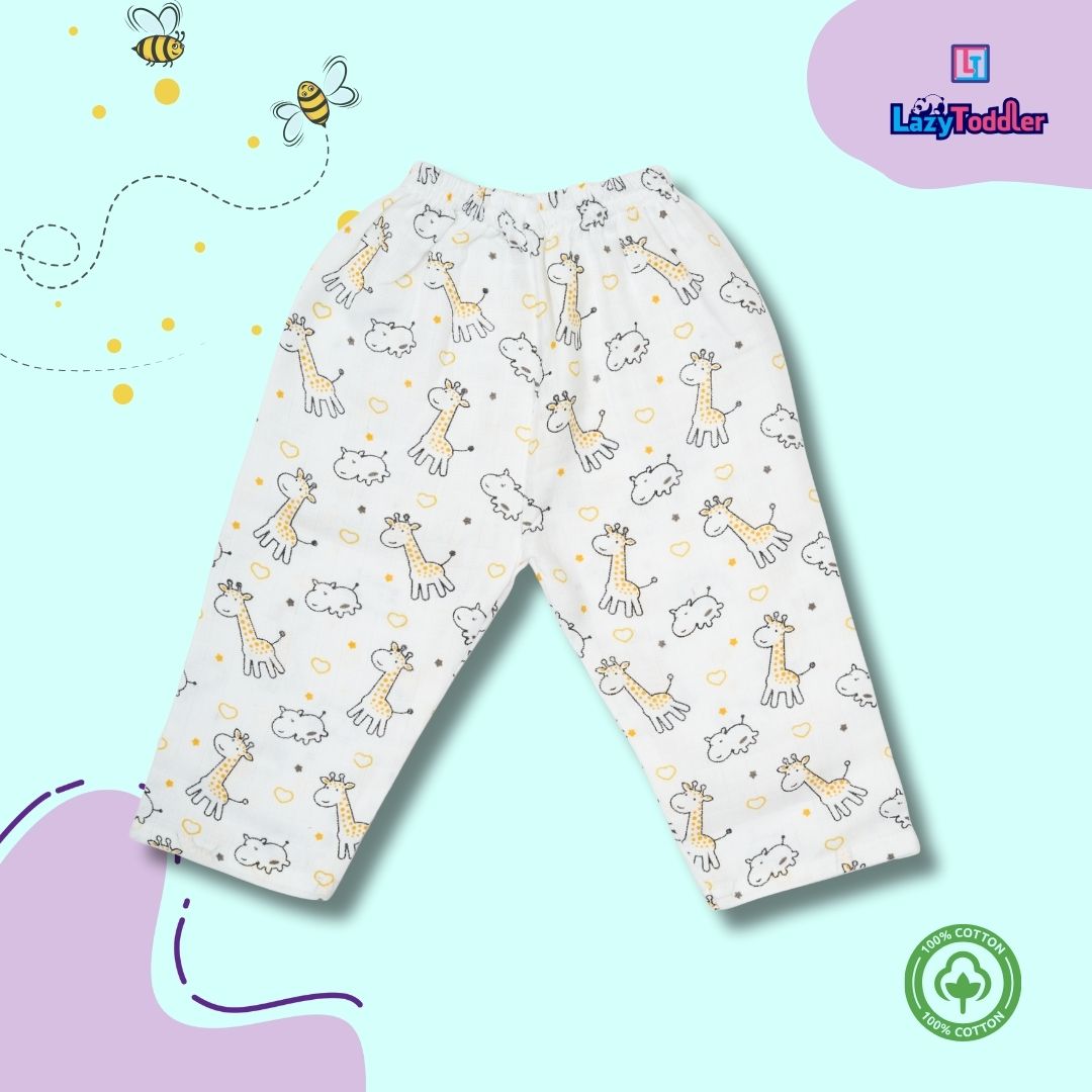 Premium Muslin Chinese Collar Co-ord Set Full Shirt & Pant (Giraffe)