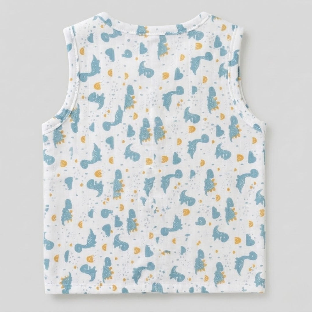 Premium Muslin Printed Push-Button Jhabla Pack of 2 - Mix Print